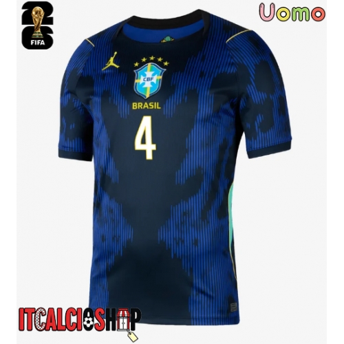 Brasile Marquinhos #4 Seconda Maglia Mondiali 2026 Manica Corta